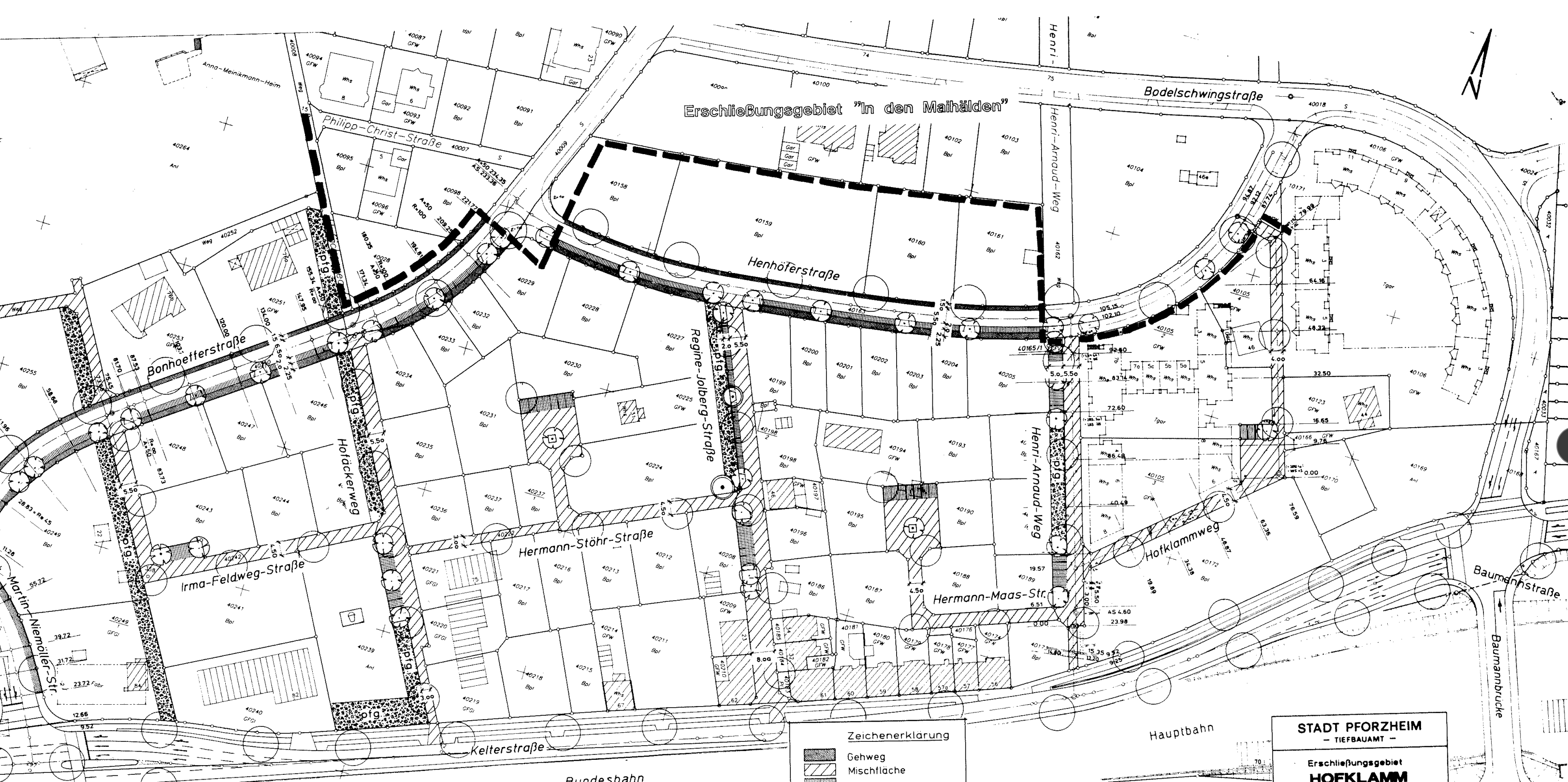Erschließungsgebiet Hofklamm historische Flurstruktur Maihälden - Bebauungsplan